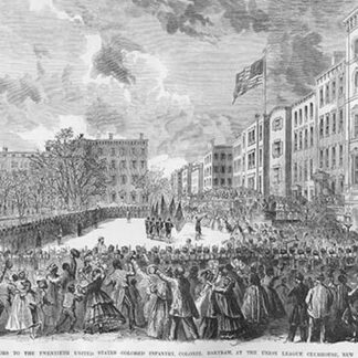 20th United States Colored Infantry Gets Colors at the Union League Clubhouse in New York by Frank Leslie