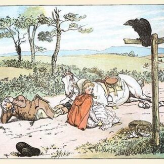 A Raven spooked the Farmers horse and he tumbled to the ground with his daughter by Randolph Caldecott
