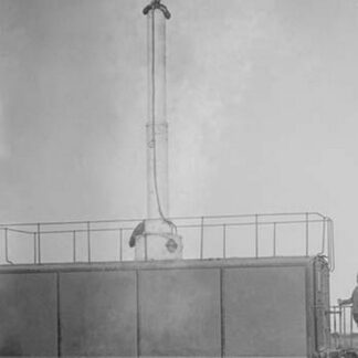 A Train Carries a man 10 stories aloft on what looks like a Chimney