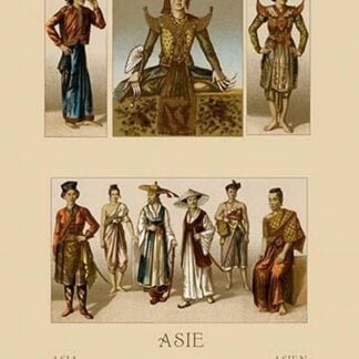 A Variety of Asian Costumes by Auguste Racinet