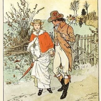 A Young Couple Promenade on a country way by Randolph Caldecott