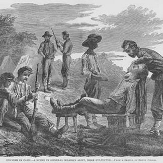 African American Barbers Shaving in Camp by Frank Leslie