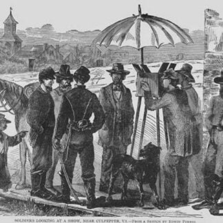 African American Children & Soldiers are amazed by Photographic cameras by Frank Leslie