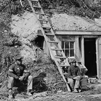 African American soldiers watch over a bomb proof shelter