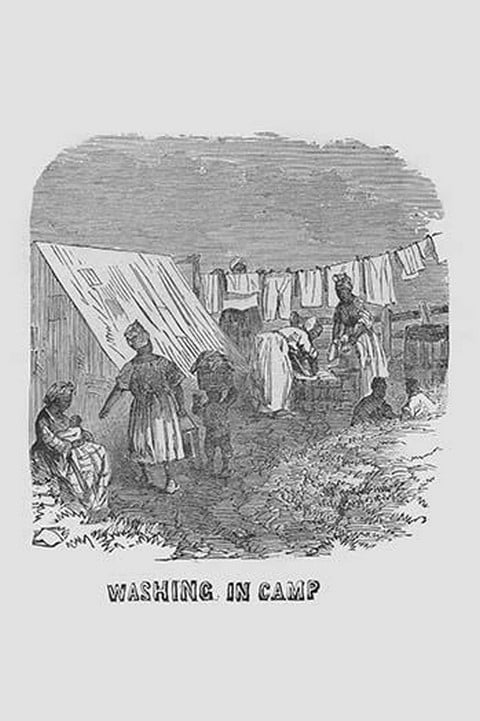 African Americans doing the laundry in camp by Frank Leslie