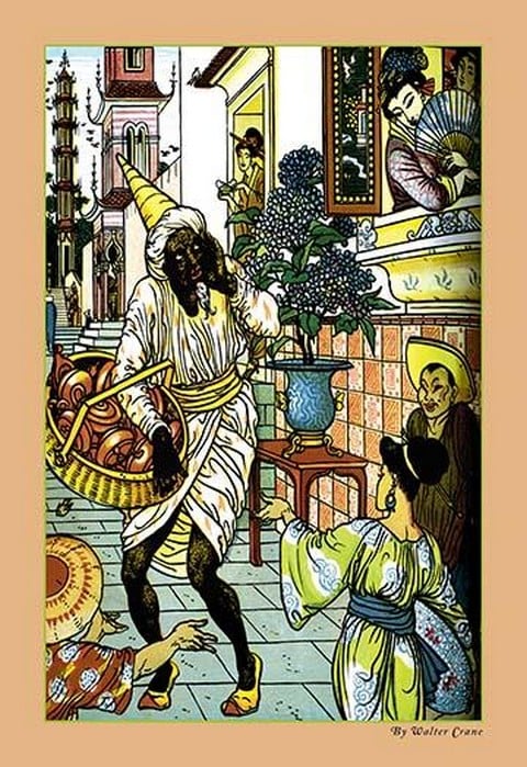 Aladdin and the Magic Lamp Illustration by Walter Crane