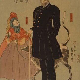 American Merchant Strolling in Yokohama (Yokohama torai Amerika shonin ryoko no zu) by Utagawa Sadahide