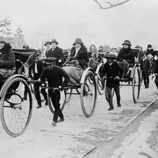 American Tourists on Rickshaws in Tokyo