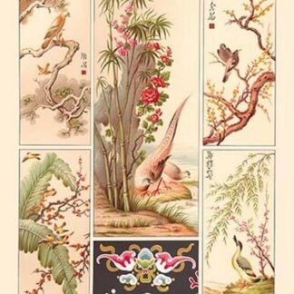 Asian Bird Panels by Auguste Racinet
