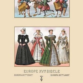 Assorted Fashions of Sixteenth Century French Noblewomen by Auguste Racinet