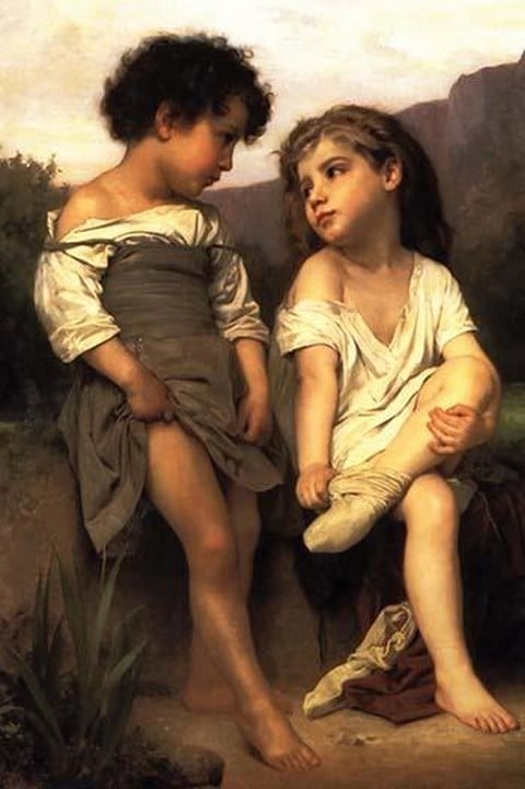 At the Edge of the Brook by William Bouguereau