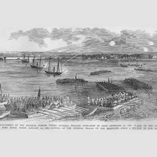 Attack on Port Royal under Stevens with Gunboats & bombardment by Frank Leslie