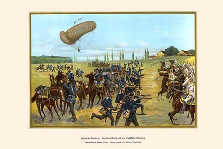 Balloon Reconnaissance Troops - Cavalry Attack on a Balloon Detachment by G. Arnold