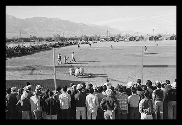 Baseball Game at Manzanar Relocation Center by Ansel Adams