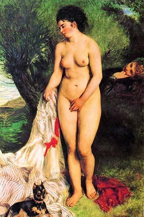 Bather with a Terrier by Pierre-August Renoir