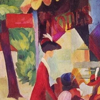 Before Hutladen (Woman with a Red Jacket and Child) by August Macke
