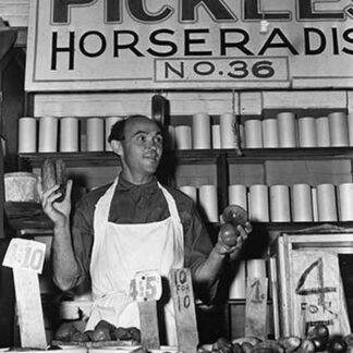 Benny Brodsky at his pushcart stand