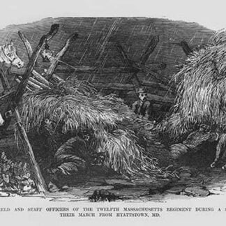 Bivouac of the 12th Massachusetts during a stormy night by Frank Leslie