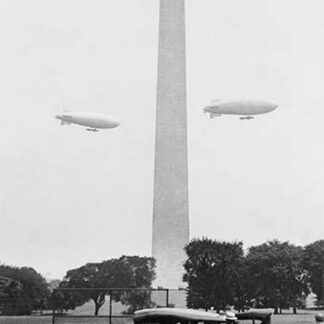 Blimps practice over the Washington Monument