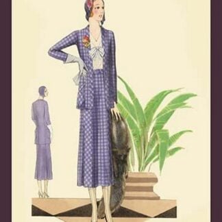 Blue Checkered Suit with Stole and Gloves by Atelier Bachwitz