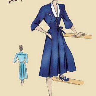 Blue Daytime Dress with Collar and Belt