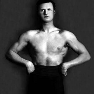 Bodybuilder in Pants with Bared Torso