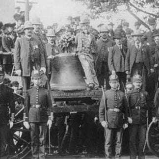 Boston Police watch over the Liberty Bell that has arrived by Train