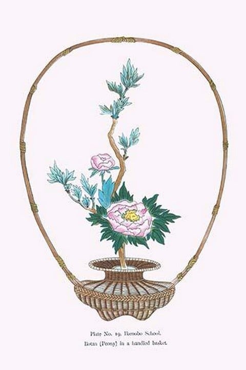 Botan (Peony) in a Handheld Basket by Josiah Conder #2