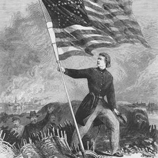 Bragg Hoists Sumter Flag over Fort by Frank Leslie
