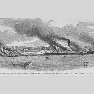 Burning Confederate Gunboats & Rams at New Orleans & Algiers by Frank Leslie