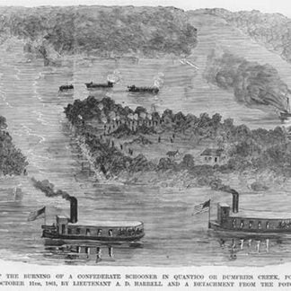 Burning of the Confederate Schooner in Quantico or Dumfries Creek by Frank Leslie