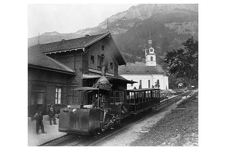 Cable Car Train in alps at Rigi in Switzerland