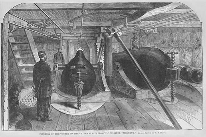 Cannons on the Monitor 'Montauk' by Frank Leslie