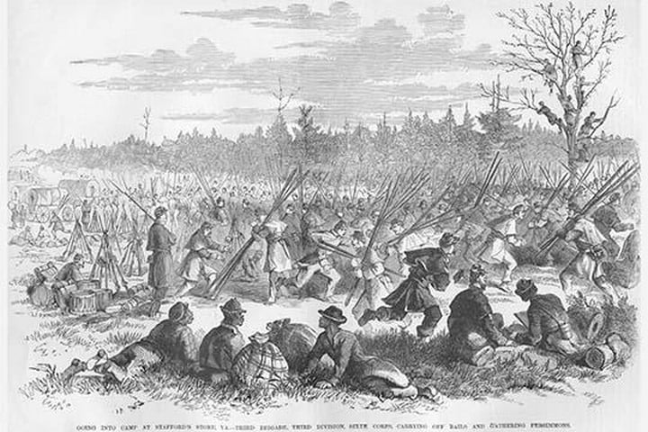 Carrying rails and gathering persimmon at Stafford's Store