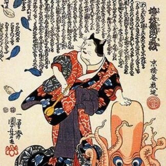 Cat Dressed in Japanese Clothing with an Octopus by Utagawa Kuniyoshi