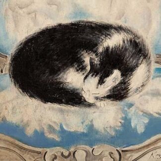 Cat sleeping on an armchair by Sei Koyanagui