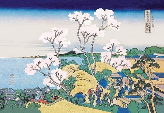 Cherry Blossom Festival by Katsushika Hokusai