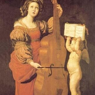 Cherub Holds Music Book for Woman Playing the Cello