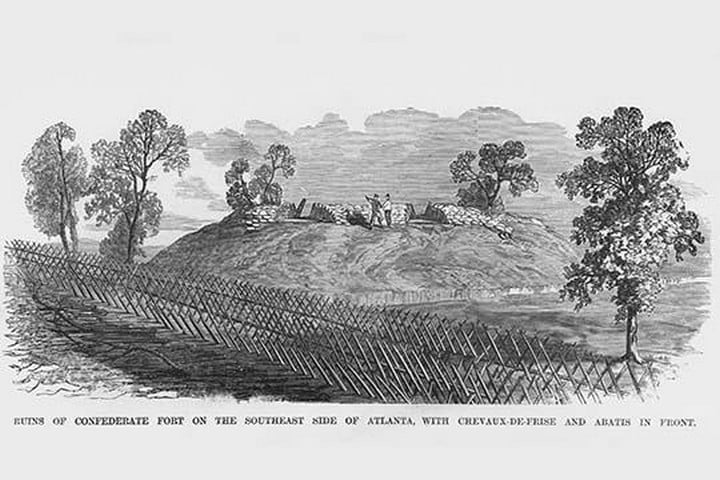 Chevaux de Frise & Abatis near Atlanta by Frank Leslie