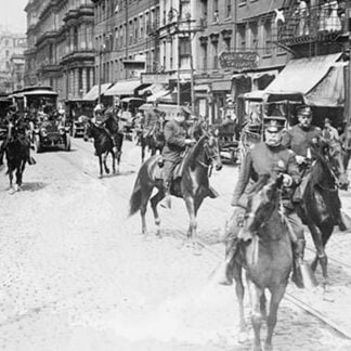 Chief of Police Copelan Mounted on Horseback Protects Trolleys in Cincinnati Strike