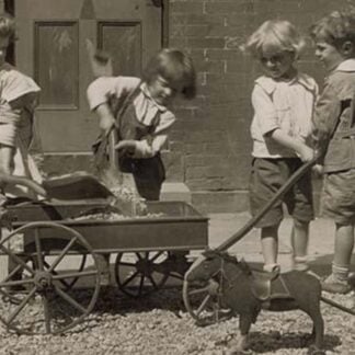 Children Load stones in Wagon with Shovel by Tarbox