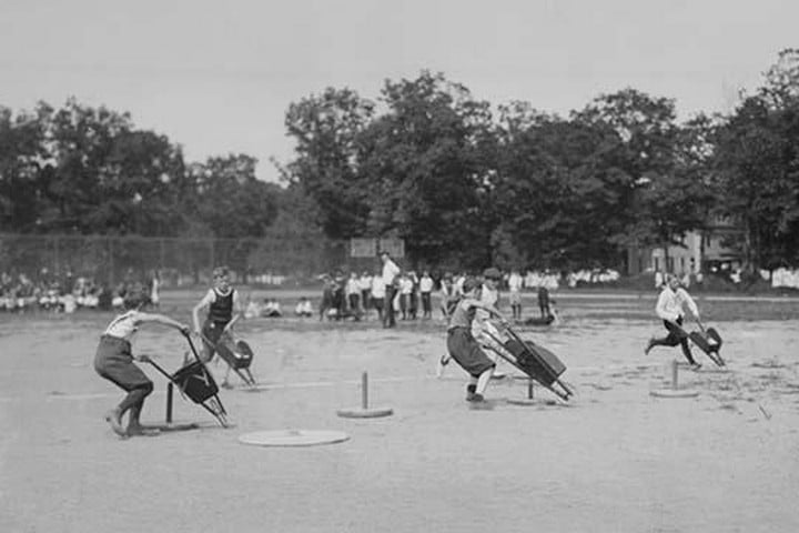 Children in Wheel Barrow Race