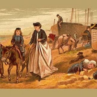 Children with Mother pass boatbuilders on the Beach by Kronheim & Dalziels