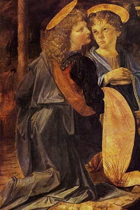 Christs baptism Detail by Da Vinci