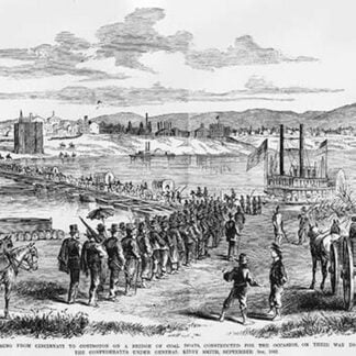 Coal Boat Bridge from Cincinnati to Covington to Defend Kentucky by Frank Leslie