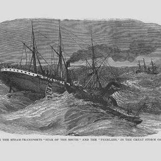 Collision between Steam Transports 'Star of the South' & the 'Peerless' in storm by Frank Leslie