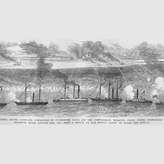 Commodore Davis' Fleet engage the Mosquito Fleet of Commodore Tatnall by Frank Leslie