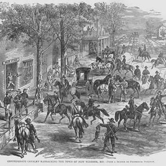 Confederate Cavalry ransacks the town of New Windsor by Frank Leslie