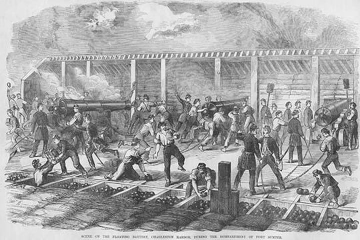 Confederate Floating Battery at Fort Sumter by Frank Leslie