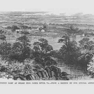 Confederate Prison at Belle Isle on the James River by Frank Leslie